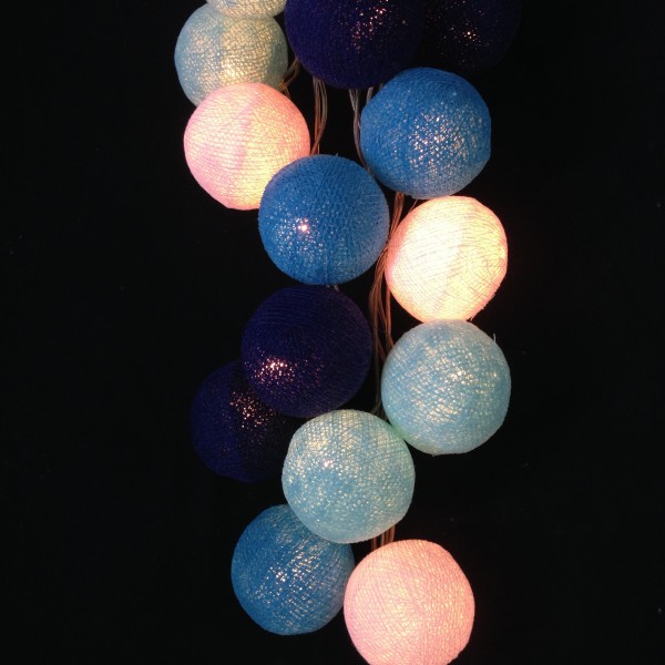 Relaxdays Guirlande Lumineuse LED, 20 Boules de Coton, Fonction à