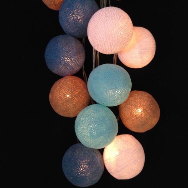 Boule de Coton Guirlande Lumineuse Boules de Coton avec Prise, 3,5 m, 20  Boules LED Guirlande Lumine